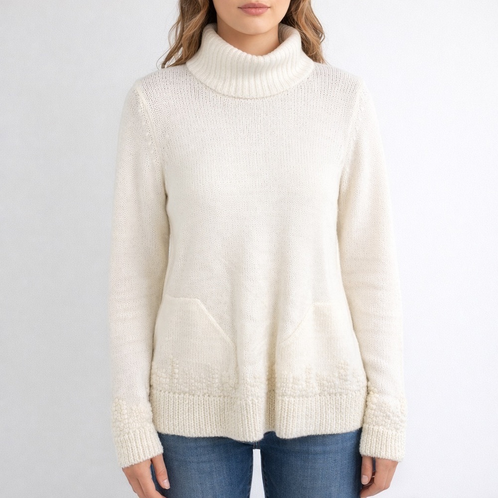 Anthropologie Knit Wool Alpaca Nylon Womens Sweater L Mock Neck